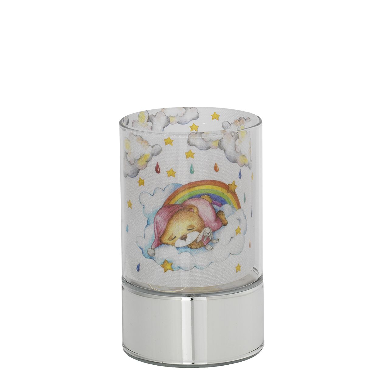 LAMPADA IN VETRO H. 15 CON DECORO ARCOBALENO